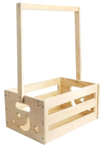 Hölzerne Babyparty -Kiste Kleiderschrank, 13, 5x9x7 Haushaltsspielzeugspeicher Holzkiste, Stern- und Mondstil -Kleidungskorb für neugeborene Jungen Mädchen, Babypartygeschenk für neue Eltern.