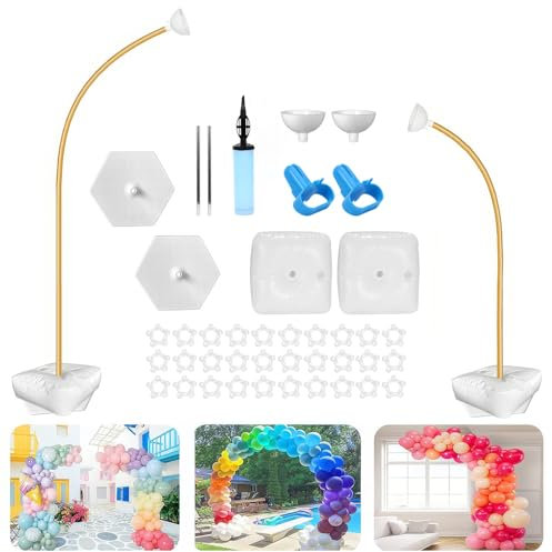 Weskjer Balloon Arch Frame Kit, 8ft-6ft Balloon Stands, Bendable Half Balloon Arch Stand For Birthdays, Weddings, Parties, Celebrations