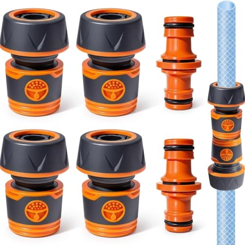 Raheem 6 Stück Schlauchverbinder 3/4 Zoll Satz | 4 Stück Schlauchkupplung, 2 Stück Doppelstecker, Gartenschlauch Anschluss für Gartenbewässerung, Autowäsche,Haushaltsnutzung