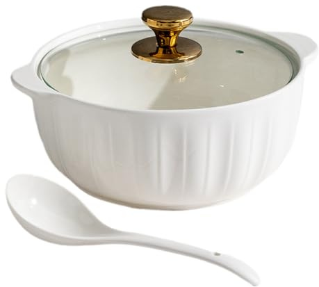 Eleeonora Ceramic Casserole Dish With Lid,Traditional Clay Pot Cooking,Double Handle Lid Ceramic Tureen Soup,Large Capacity,Suitable For Microwave Oven,Steamer,Refrigerator