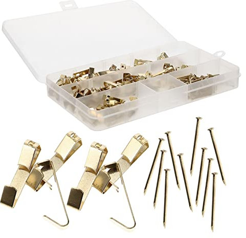 HOMSFOU Set di 50 ganci da parete con chiodi per cartongesso, resistenti, per cornici per esposizioni artistiche e gallerie, facili da usare e trasportare, per la decorazione della casa e dell'ufficio