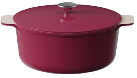 Cooksmart Signature 28cm Casserole Pot with Lid, Aluminium, Raspberry | PFOA & PFAS free, non-stick coating, induction compatible, durable construction, suitable for all hob types