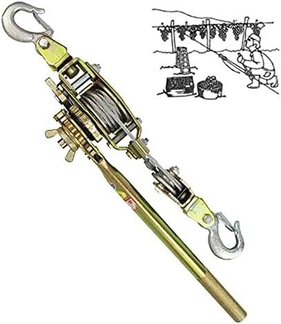 Extractor de trinquete multifuncional resistente con freno y 2 ganchos, cabrestante de mano portátil para uso doméstico forestal e industrial, polipasto de cuerda de acero de 2/3/4 toneladas de