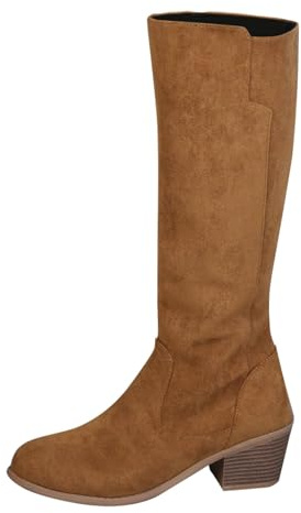 Stivaletti Donna Pelle Eleganti Scarpe Eleganti con Tacco Largo Boots Stivali da Donna Comodi con Punta Tacco Alto Casual Rilassato in Stile Europeo E Americano