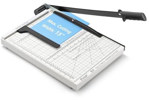 Ecraft 15 Guillotine Paper Cutter : Heavy-Duty Steel Base, 15-Sheet Capacity, Automatic Clamp, Safety Lock & Magnetic Guide - Precision Paper Trimmer for Office and Crafts