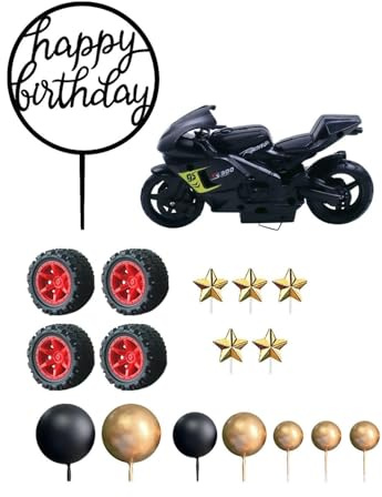 Pitycbo Birthday Cake Topper, Motorcycle Pick for Boys, Birthday Party Supplies, Motorcycle Theme, Children's Party Decoration