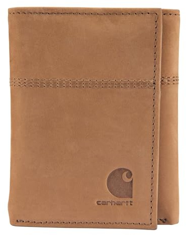Carhartt Nubuck Leather Trifold Wallet Brown