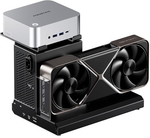 AOOSTAR EG02 eGPU Station d'accueil avec OCuLink et Thunderbolt 5 (80Gbps), Dock GPU Externe PCIe 4.0 x4 (64 Gbps) 150W DC, Prend en Charge Les alimentations ATX/SFX, Compatible Mini PC/Portables/GPU