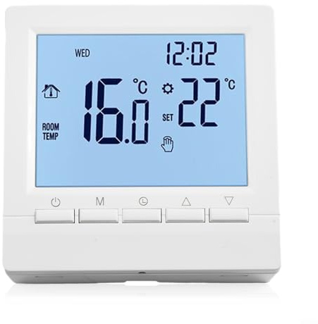 Digital rumstermostat för värmesystem för gaspanna, LCD-temperaturkontroll med frostskyddsfunktion och barnlås, icke-programmerbar väggmontering HVAC-kontroll för golvvärme