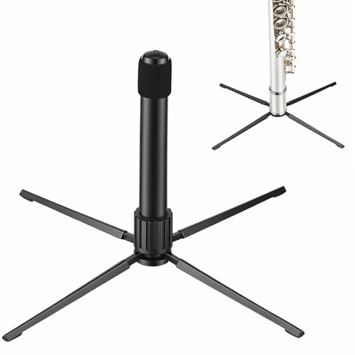 Dexpally Supporto per Clarinetto 14cm Nero, Supporto a 4 Gambe Pieghevole Portatile, Accessorio per Strumenti a Fiato Orchestrali, per Musicisti e Studenti