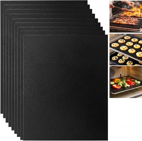 Premium Dauerbackfolie, 12 Stück 40 x 33 cm, Wiederverwendbare Antihaft-Backmatten aus PTFE für Backofen, Grill und Backblech (12 Stück 40x33cm)
