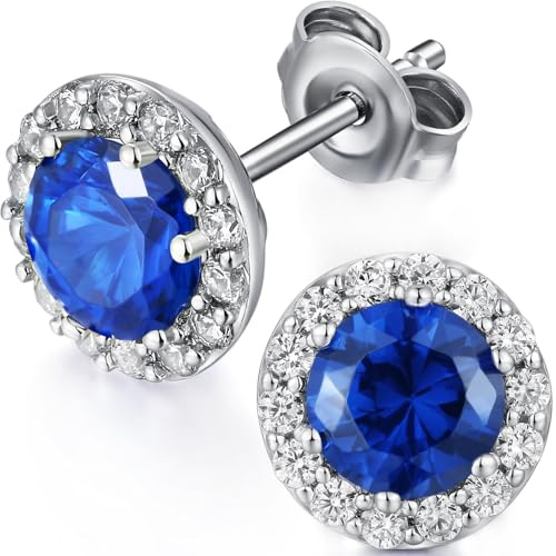 jiamiaoi 18K vitguldpläterade diamant gloria örhängen nitar 25 sterling silver diamantörhängen, AAAA+ kubisk Zironia örhängen simulerade diamantörhängen allergivänliga örhängen för kvinnor,