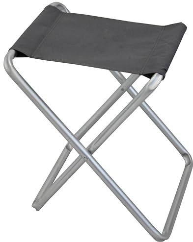 milani home - sgabello da campeggio, alluminio e textilene, pieghevole compatto, blu e grigio