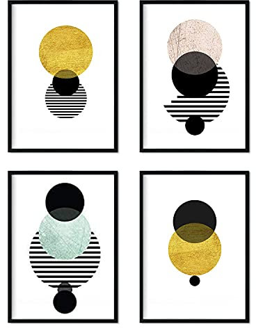 Nacnic ® - Set di 4 Poster Moderni Eclissi Solare - Stampe Vintage - Decorazioni da Parete - Quadri Moderni per Soggiorno - Poster A3
