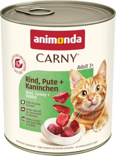 animonda Carny Nourriture Humide pour Chat Adulte, bœuf, Dinde + Lapin, 6 x 800 g