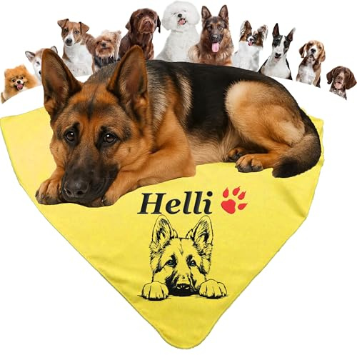 Hundehandtuch Microfaser JEDE HUNDERASSE MÖGLICH Handtuch Hund bestickt mit Wunschnamen Name Ultra saugfähig schnell trocknend