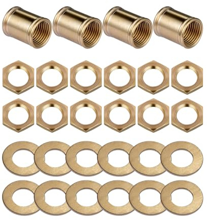 Lamp Pipe Locknut,Lamp Rod Couplings,Brass Lock Nut Fasteners for Standard 1/8 IP Threaded Pipe,Perfect for Lamp Assemlby or Repair,Lamp Tube Threaded Locknuts