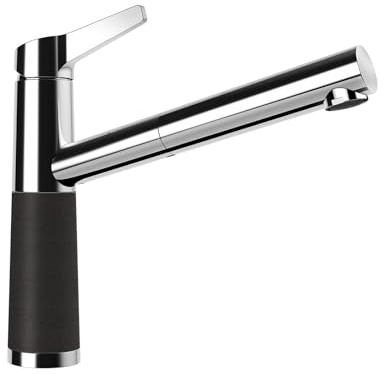 SCHOCK Küchenarmatur SC-510 Onyx – Niederdruck Armatur CRISTADUR mit ausziehbarer Schlauch-Brause und Standard Norm-Anschlüssen