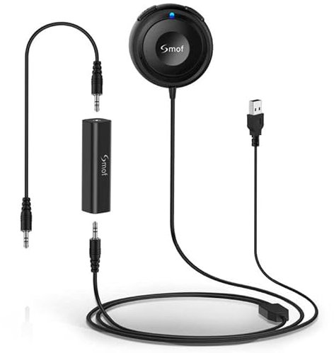 Bluetooth Autoadapter, AUX Bluetooth Adapter für Auto mit Erdungsring, Geräuschisolierung, für Freisprechen und Musik-Streaming, kabelloser Bluetooth-Empfänger