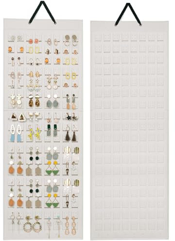 Lolalet Porte Boucles d'Oreille Mural, Présentoir Bijoux Suspendu en Feutre -Beige