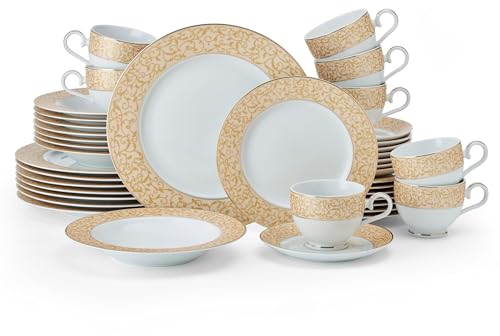 Mikasa Parchment Gold 40 Piece Dinnerware Set, Service for 8
