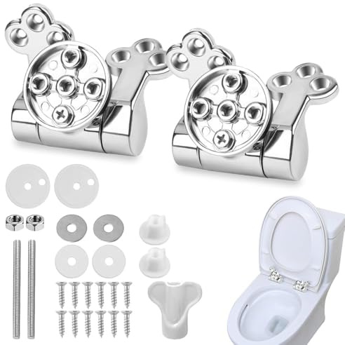 Casenly Wc Sitz Scharniere Ersatzteile, Befestigungs-Set für Toilettendeckel mit Absenkautomatik WC Scharnier aus Zinklegierung Universal Ersatzscharnier mit Beschlägen für die Meisten Toilettensitze