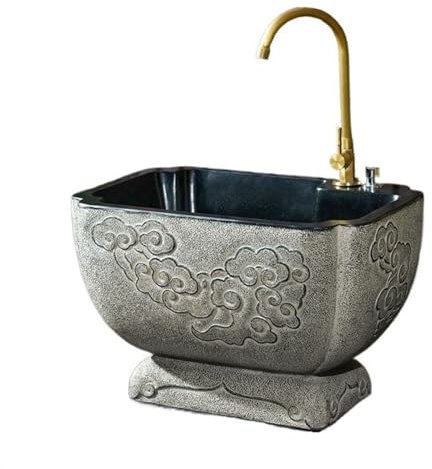 Lavandino in Stile Cinese in Finta Pietra, Lavandino in Cortile Esterno Stazione for Lavare le Mani, Lavandino/Lavabo for Mocio Indipendente con Drenaggio One Touch (Size : B)