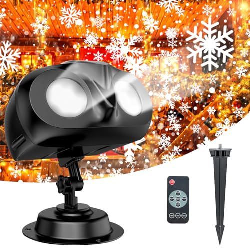 Christmas Projector Lights Outdoor, IP65 Waterproof Owl Shaped Dynamic Snowflake Led Christmas Light Projector with Remote Control, for Halloween, Xmas, Party, Wedding and Patio, Indoor Outdoor