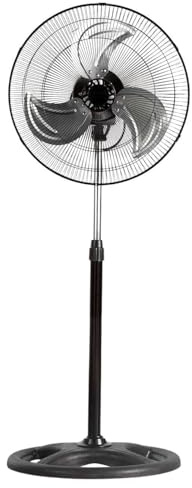 Ventilador de pie pedestal 18 pulgadas aspa metálico giratorio 3 velocidades silencioso negro