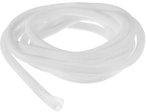 sourcing map 20 Ft - 3/4 Inch Split Sleeving, Braided Cable Sleeving, PET Cable Management Wire Sleeve Cord Protector, Wire Wrap Loom Tube for Office Home Devices, White