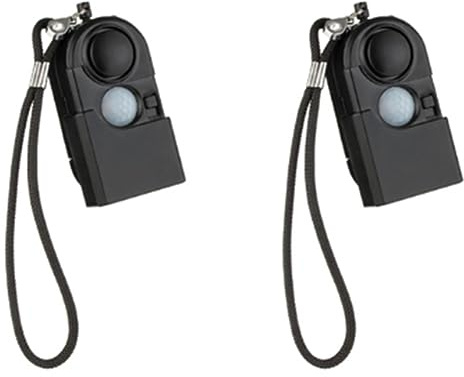 Uanratg 2 Pz Viaggio Portatile Mini Sensore di Movimento A Infrarossi PIR Rilevatore Nero Allarme 120DB Sicurezza Domestica Wireless Antifurto