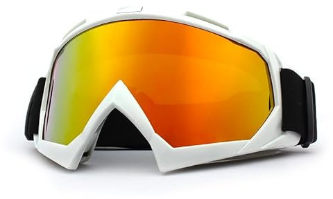 AYXAMO Motorradbrille，Motorradbrille Herren Skibrille, Winddicht, Radfahren, Motorradbrille, Winter, Antibeschlag, Snowboard, Skibrille, Skibrille, Sonnenbrille(White-Orange)