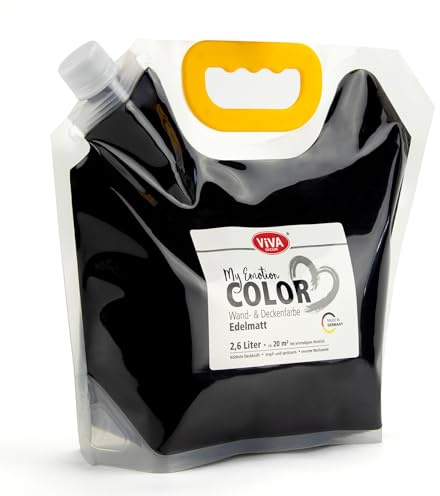 Viva Decor My Emotion Color 2,6 Liter - Mystische Tiefe - Matte, schwarze Wandfarbe & Deckenfarbe, Hohe Deckkraft, Geruchsneutral &Tropfarm. Innenfarbe für Wohnzimmer, Kinderzimmer & Schlafzimmer