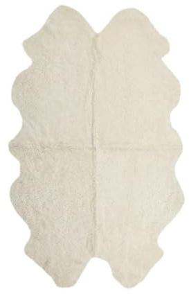 Nordic Sheep - Alfombra de piel de oveja, 170 x 110 cm, piel de oveja Veritable para sofá o cama, transpirable y regulador de calor, alfombra de piel | Color: blanco