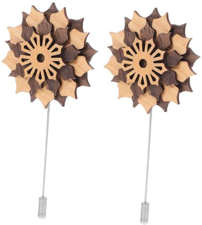 Homoyoyo 2pièces Broche Bois Coréenne Avec Épingle Alliage Accessoires De Mode Pour Vêtements Et Chapeaux Pour Hommes