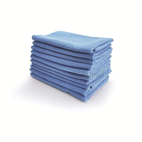 carebymail Microfibre Cleaning Cloth, Pack of 10, Large Size: 40x40cm | Soft Premium Heavy Weight Washable Cloth Duster for Kitchen, Home, Bathrooms, Surfaces, Mirrors, Car, Motorbike (Blue)