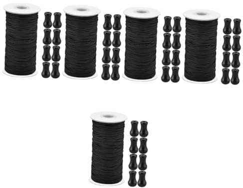 ABOOFAN 5 Set Accessori per tende veneziane argento Bledi rulli cordone di raso tapparelle tapparella avvolgibile roller blind del cordone tirare le manopole del cordino pom Black