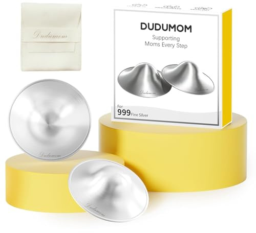 Protège-tétons argentés pour allaitement nouveau-né – Cache-téton original en métal pour l'allaitement – Argent 999 standard