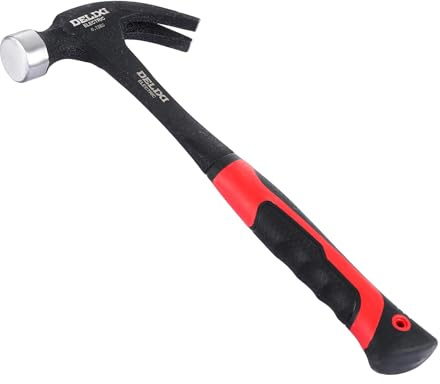 ASelected 26.5oz/750g One-Piece Claw Hammer, Carbon Steel Framing Hammer with Shock-Absorbing Grip, Ideal Hand Tool for Pulling Nails, Wood Working, and Professions