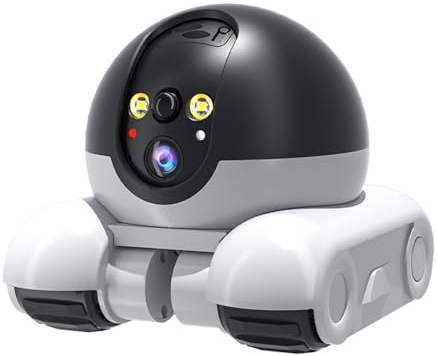 VBESTLIFE Robot Camera 1080P Dual Lens, Movable Pet Security Camera with 2 Way Talk, Night Vision, 5200mAh, App Control for Cats, Dogs, Baby (64G 200W)