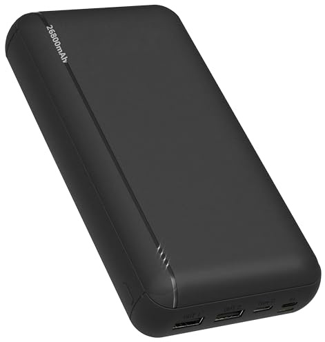 Cargador portátil de 26800 mAh, batería externa de carga rápida USB C de gran capacidad, 2 salidas y 3 entradas, cargador de teléfono para iPhone 14, 13, 12, Google Pixel, tablet, Android (negro)