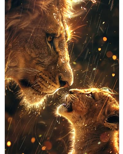 RICUVED Löwe Diamond Painting,5D Tiere Diamant Painting Bilder Erwachsene Diamond Painting Kinder, Full Drill Diamond Art Diamant Malerei Bilder für Home Dekor 30x40cm