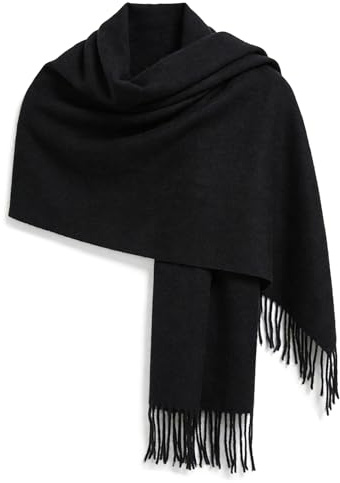 Large Scarf for Women Soft Plush Shawl Fringe Wrap, Oversized, Black | Cashmere-Feel, Fashion Accessories, Fall Winter Gift, for Travel Office Party Wedding Bridal Evening Dresses