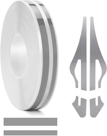 FUGLUS Strisce Adesivi Auto, Personalizzati Decorative Sticker per Moto, Ciclo, Nautica e Fai da Te Adesivo, 10 mm x 9,8 mt, Argento
