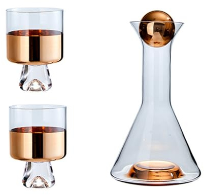 Elegante jarra de agua de cristal de capacidad de 1 5 L con color rosa y dorado para reuniones familiares, cenas y diarias, con mango de oro rosa con tazas