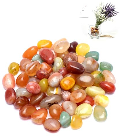 VOSSOT 500 g ädelstenar för barn, 10–20 mm, natur, agat, halvädelstenar, färgglada trumstenar, barn, skattjakt, små ädelstenar för dekoration, akvarium, ädelstenslek, barnfödelsedag