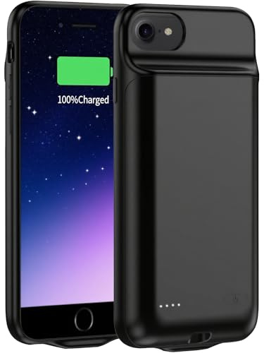 MIGAFEI Battery Case for iPhone 8/7/6s/6/SE 2020, 6800mAh Portable Charger Case, Rechargeable Battery Extended Battery Backup Charging Case for iPhone 6/6s/7/8/SE 2020 (4.7 inch), Black