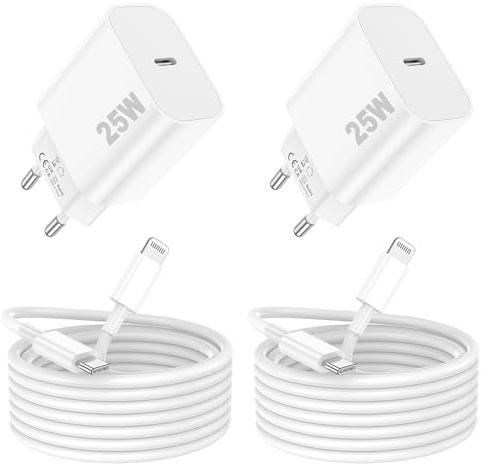 Cargador iPhone Carga Rapida,25W Cargador iPhone,MFi Certificado USB C Enchufe con 2M Lightning Cable Cabezal Pared Charger Corrient for Apple 14/14 Pro/14 Pro Max/14 Plus 13 12 11 XS XS MAX