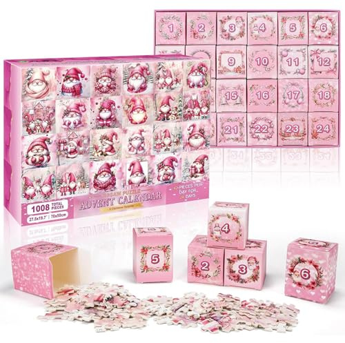 Puzzle Adventskalender 2025,1008 Teile Puzzle 24 Tages Weihnachten Countdown Kalender, Familienspiel Junge Mädchen Erwachsene