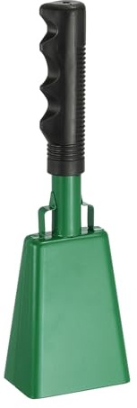 PATIKIL 10 Cow Bells for Football Games, 1Pcs Cowbells for Sporting Events Bulk Loud Noise Makers Metal Cow Bell with Handle for Cheering Competition Marathon Wedding DIY, Green